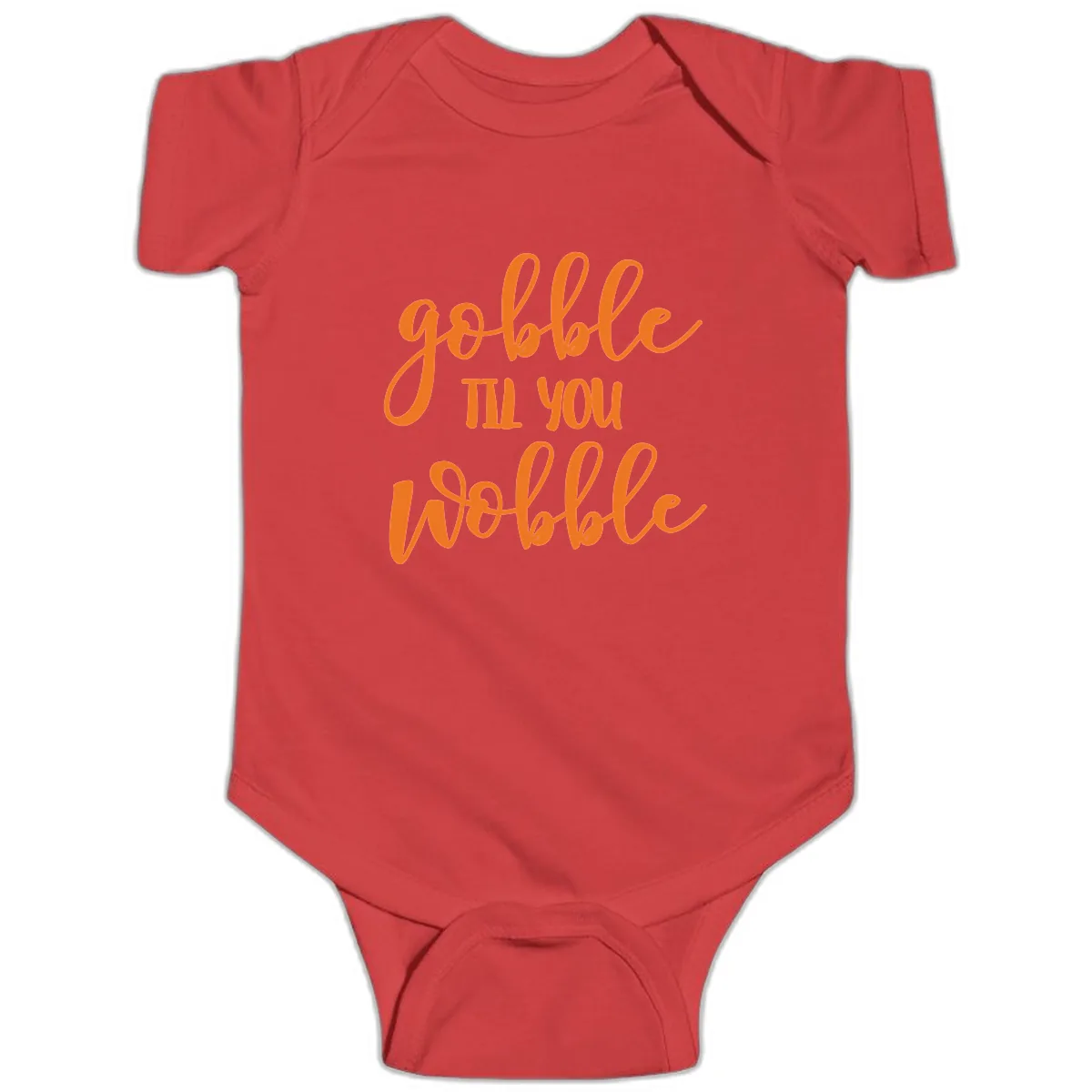Gobble Till You Wobble Thanksgiving Phrase Baby Onesie in Red