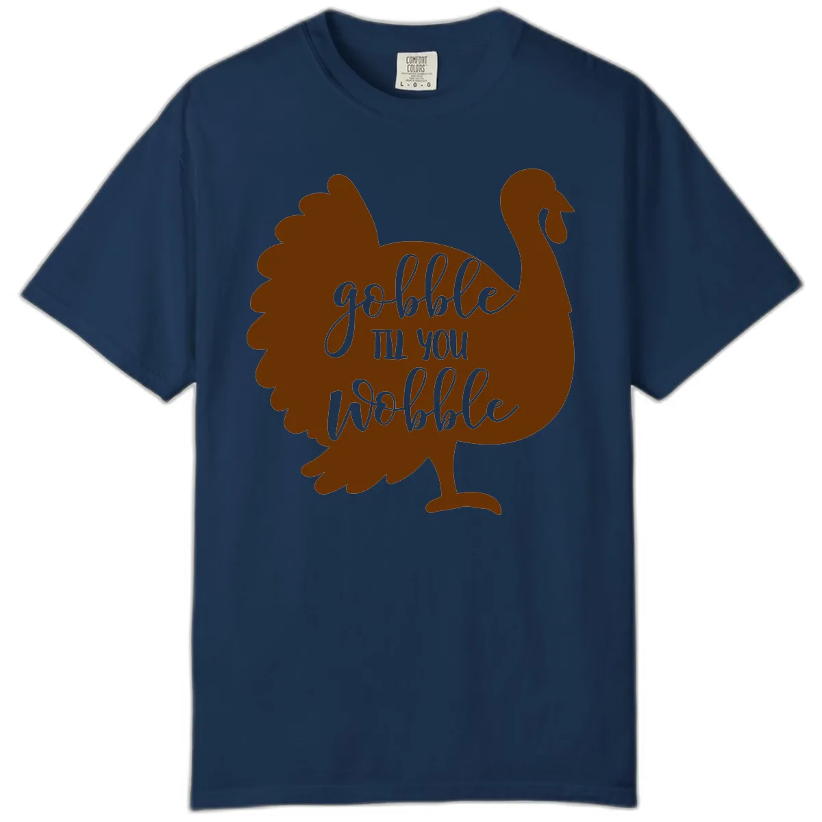 Gobble Til You Wobble Turkey Thanksgiving Comfort Color in Navy