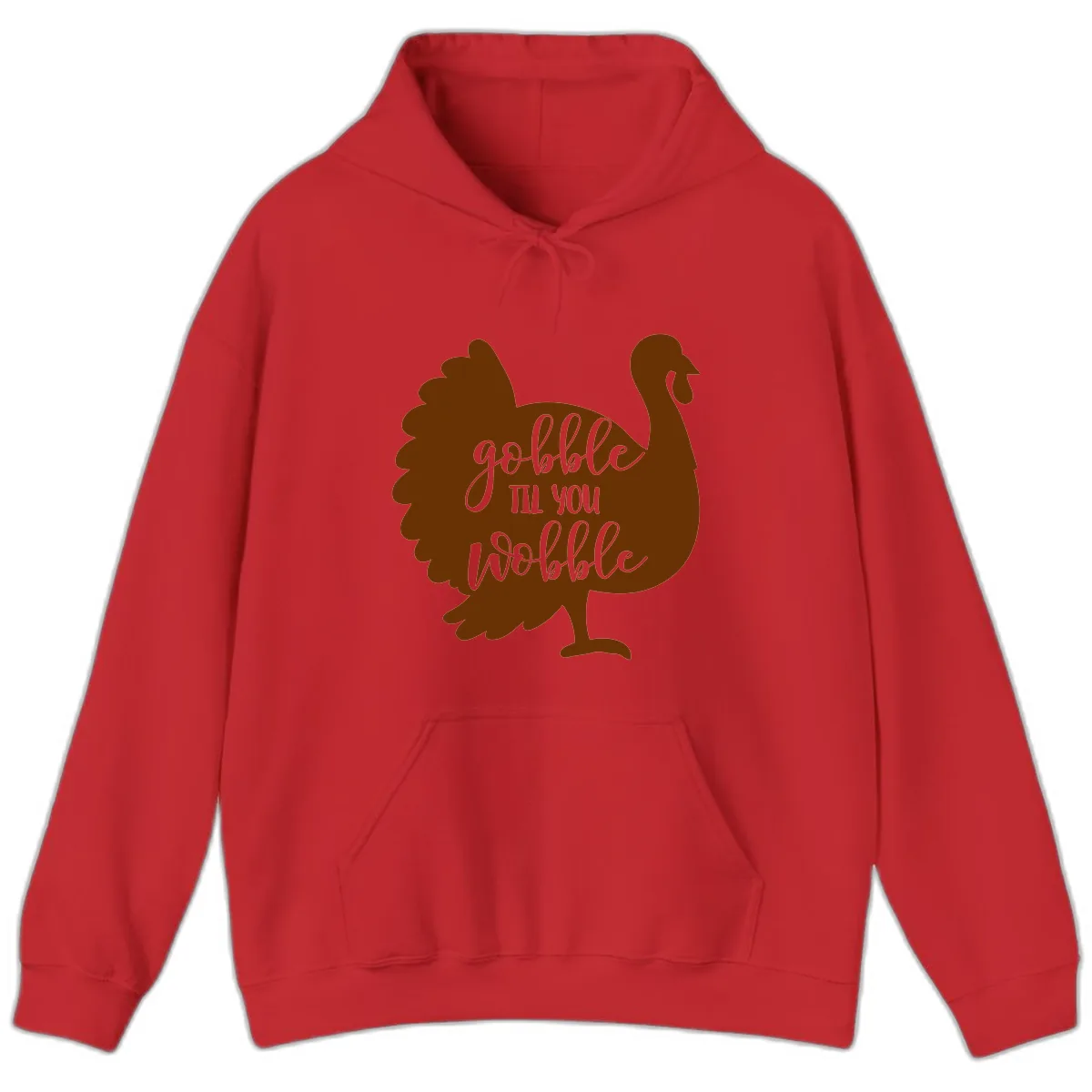 Gobble Til You Wobble Turkey Thanksgiving Hoodie in Red