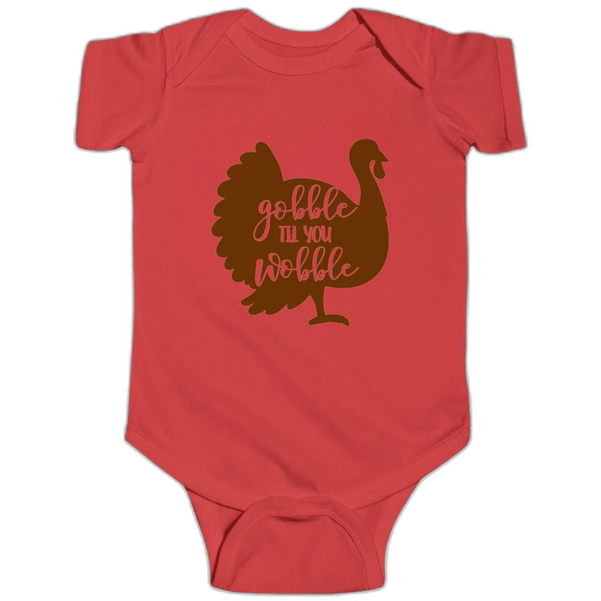 Gobble Til You Wobble Turkey Thanksgiving Baby Onesie in Red