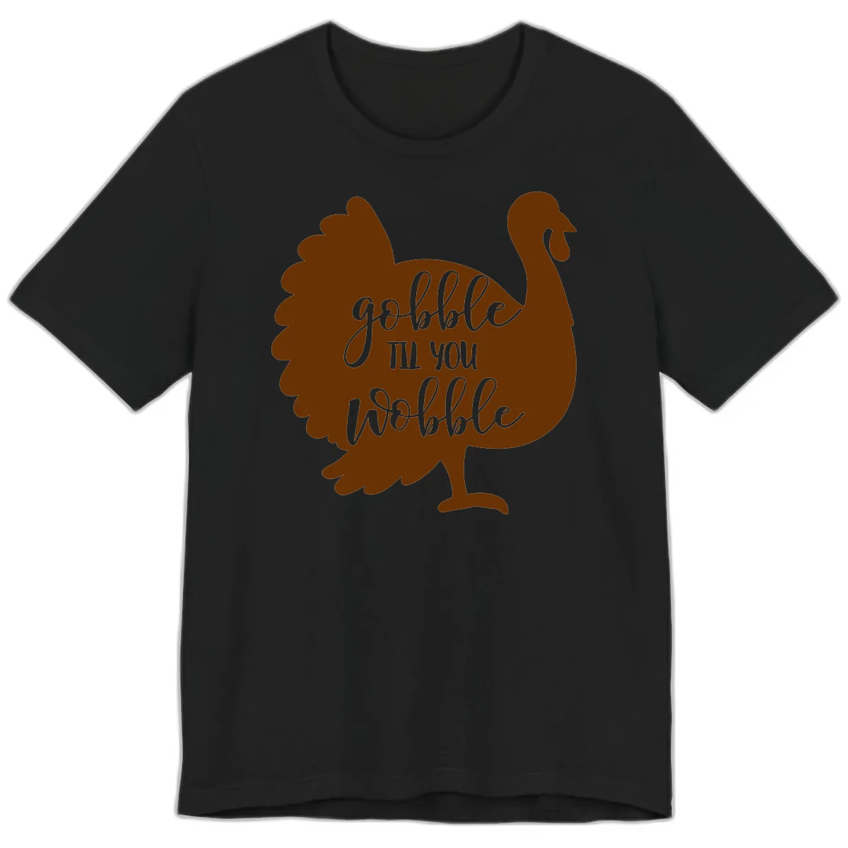 Gobble Til You Wobble Turkey Thanksgiving Premium T-Shirt in Black