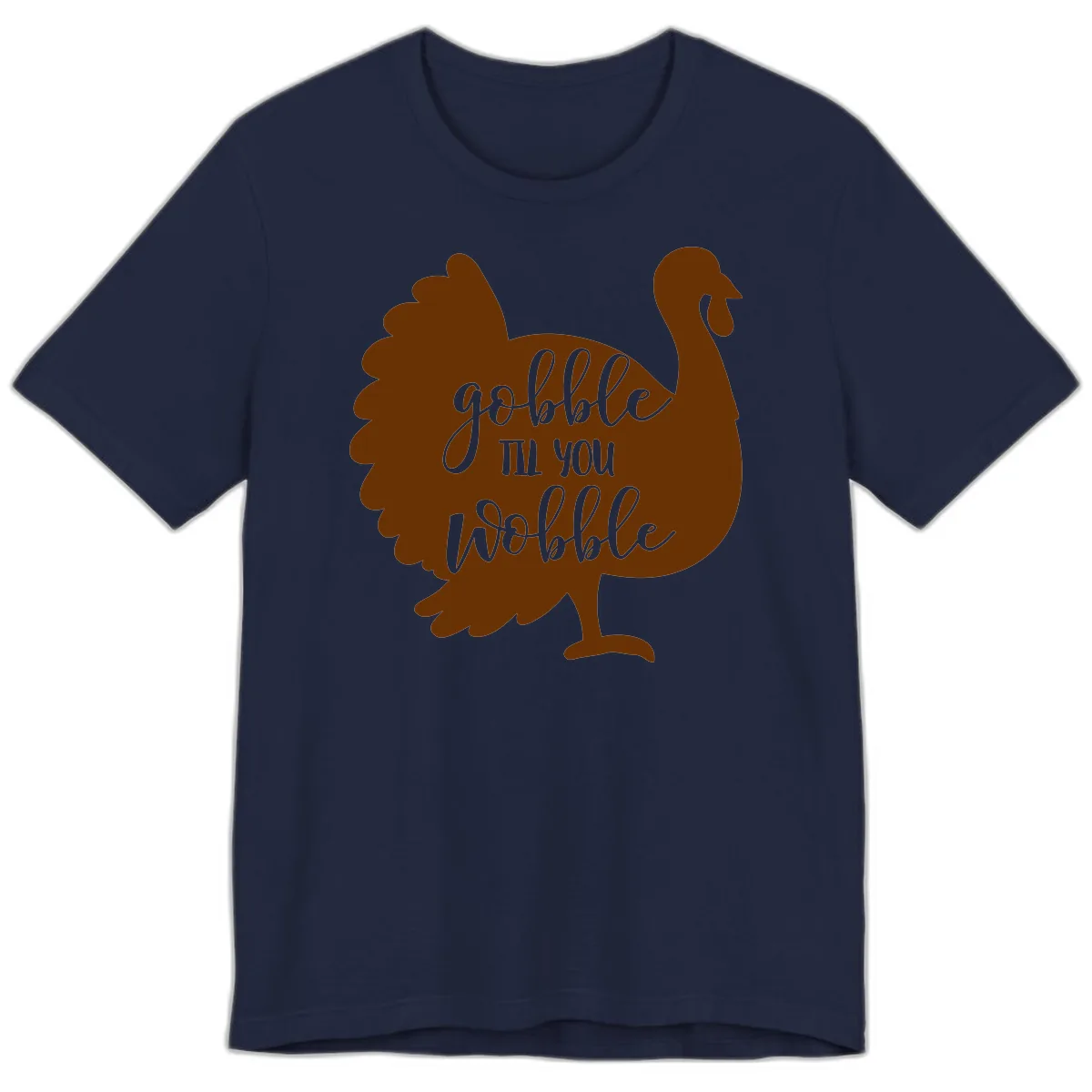 Gobble Til You Wobble Turkey Thanksgiving Premium T-Shirt in Navy