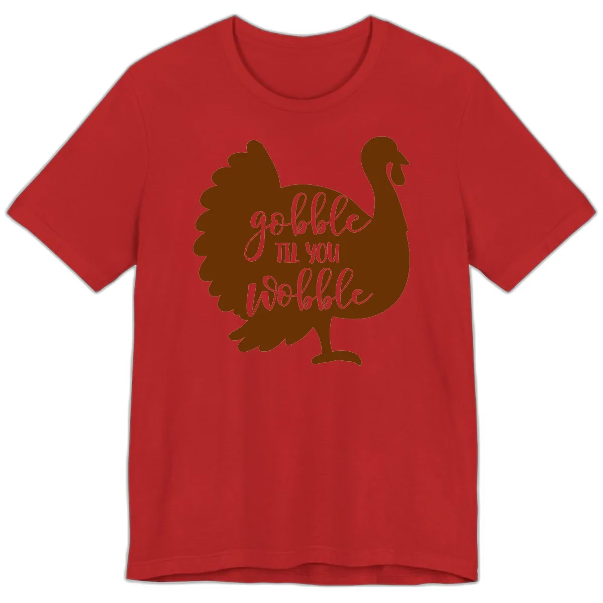 Gobble Til You Wobble Turkey Thanksgiving Premium T-Shirt in Red