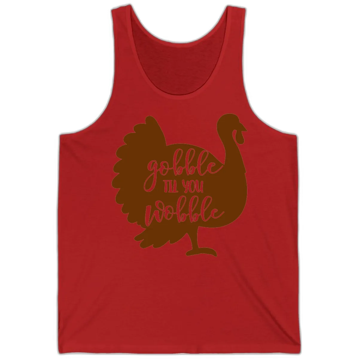 Gobble Til You Wobble Turkey Thanksgiving Tank in Red