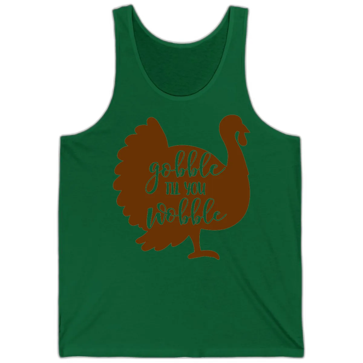 Gobble Til You Wobble Turkey Thanksgiving Tank in Kelly