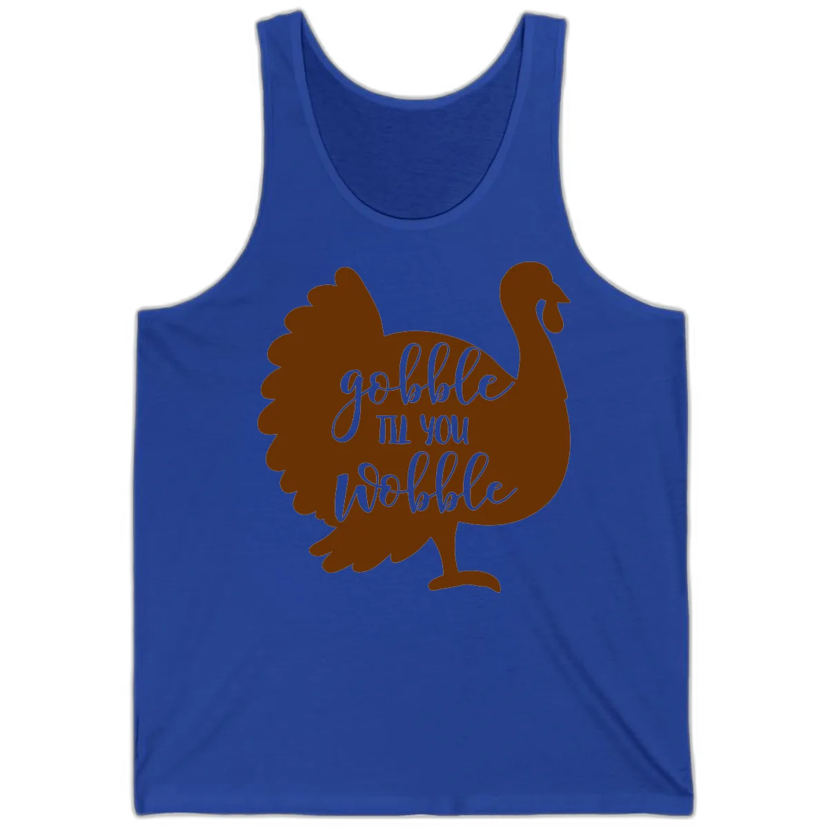Gobble Til You Wobble Turkey Thanksgiving Tank in True Royal