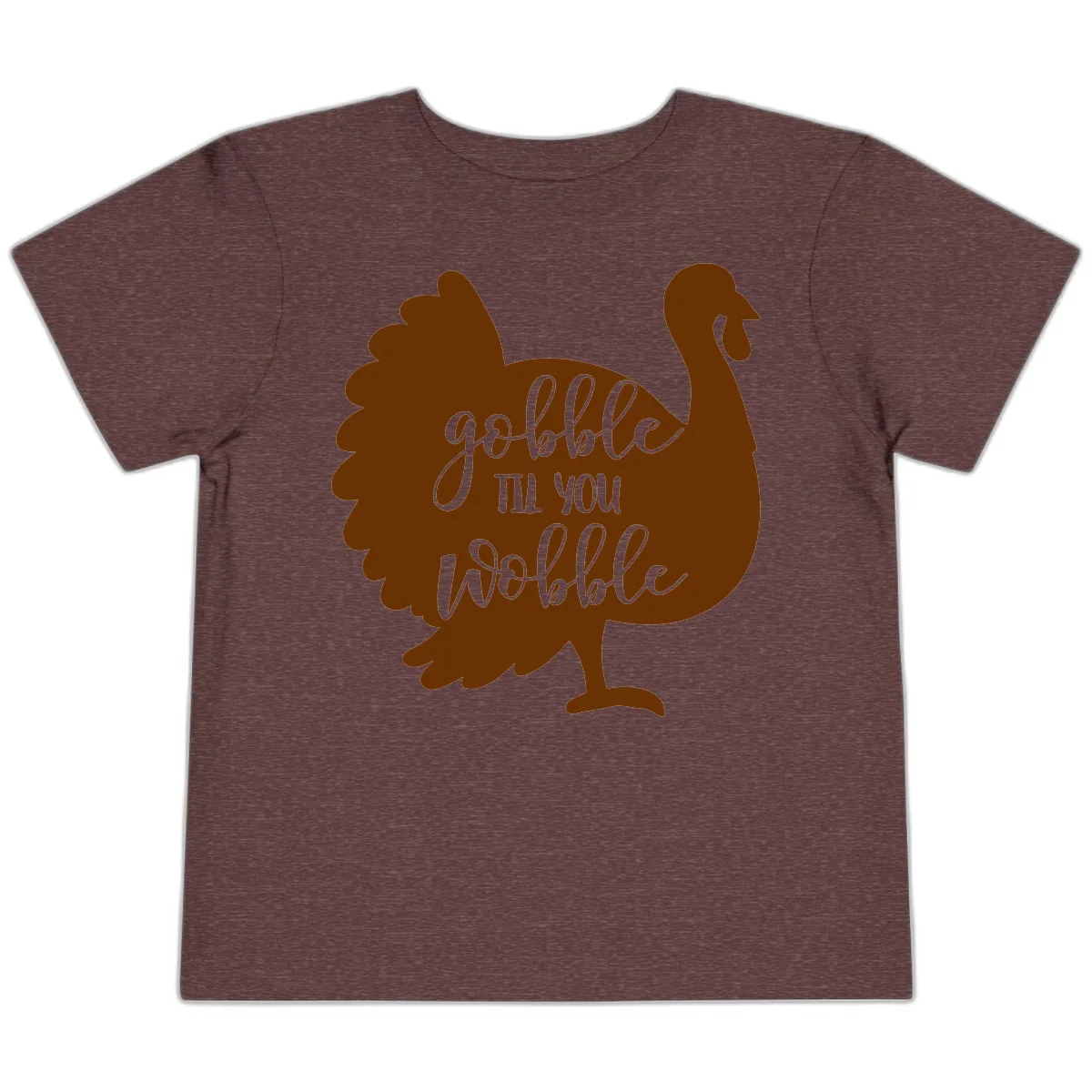 Gobble Til You Wobble Turkey Thanksgiving Toddler T-Shirt in Heather Maroon