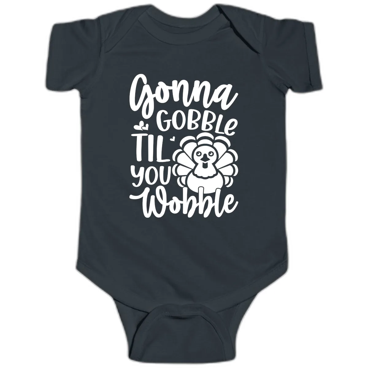 Gonna Gobble 'Til You Wobble Turkey Baby Onesie in Black