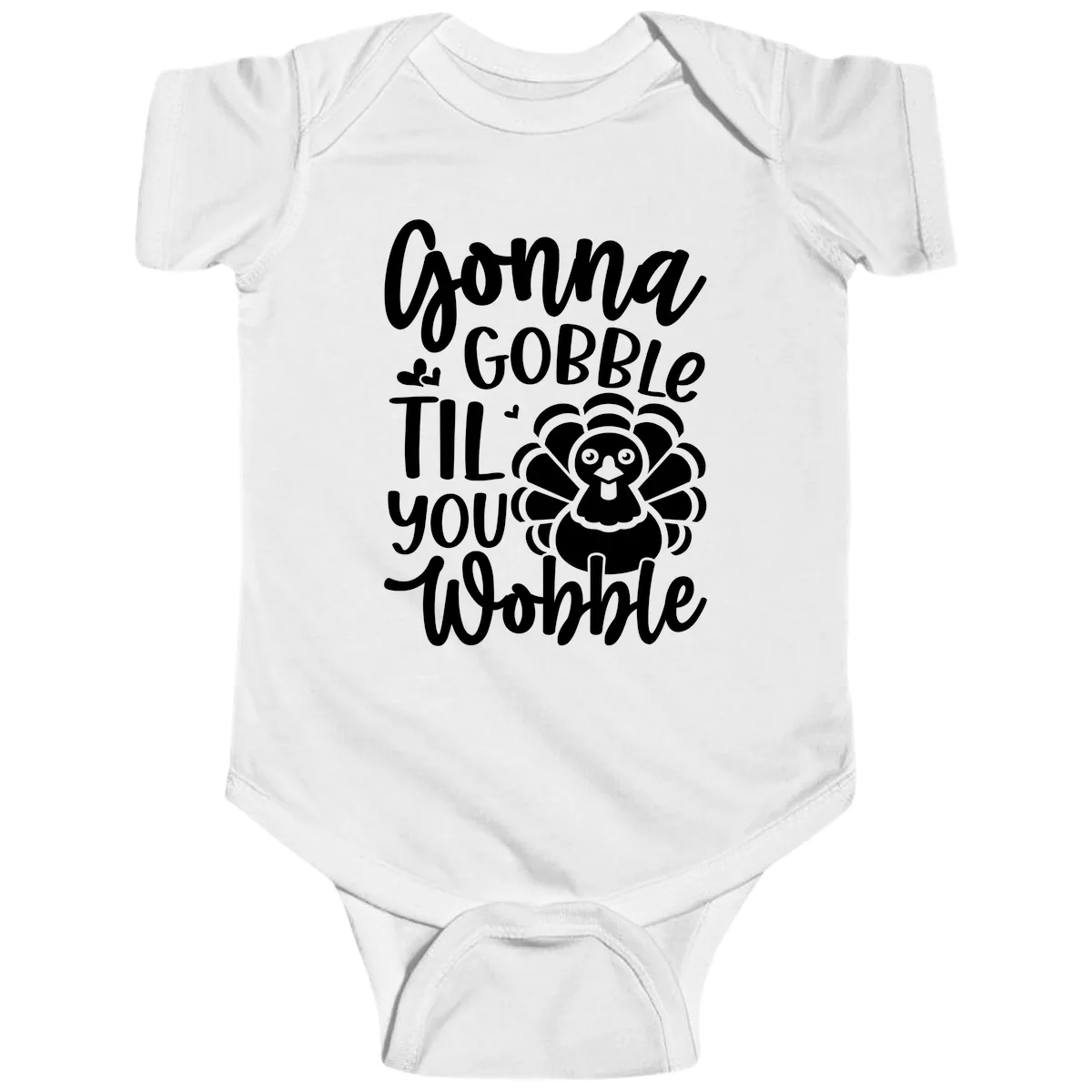 Gonna Gobble 'Til You Wobble Turkey Baby Onesie in White