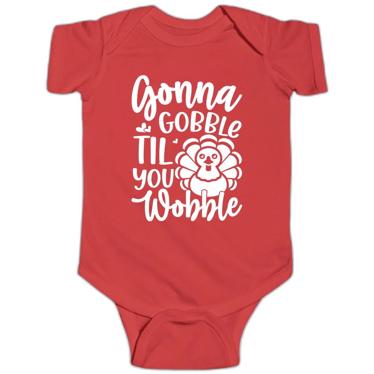 Gonna Gobble 'Til You Wobble Turkey Baby Onesie in Red