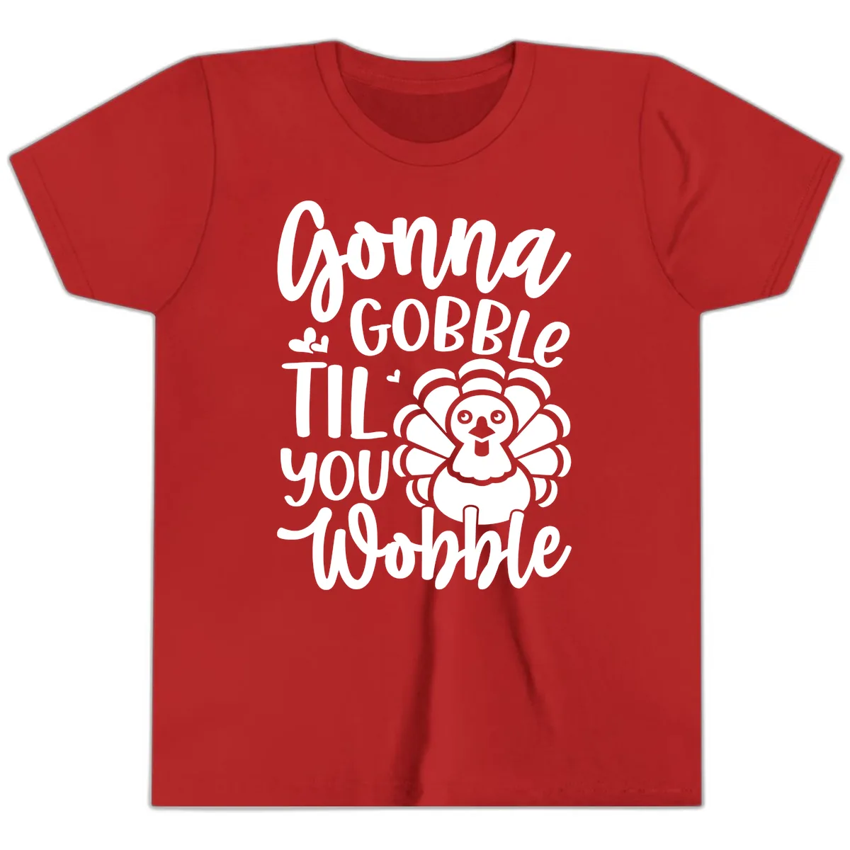 Gonna Gobble 'Til You Wobble Turkey Youth T-Shirt in Red