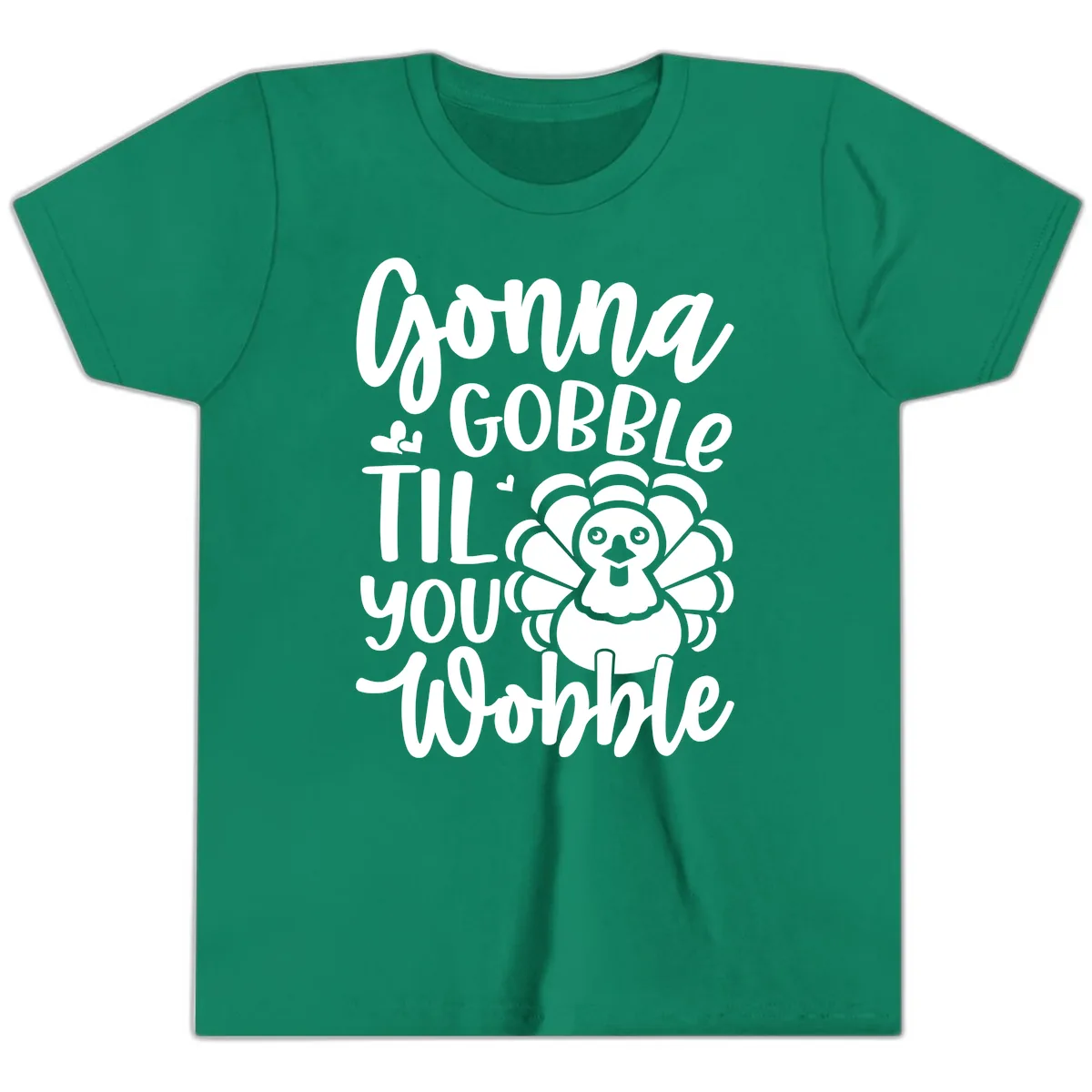 Gonna Gobble 'Til You Wobble Turkey Youth T-Shirt in Kelly