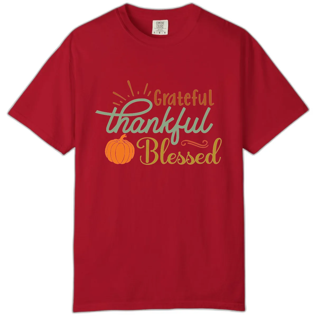 Grateful Thankful Blessed Pumpkin Design Comfort Color in Red