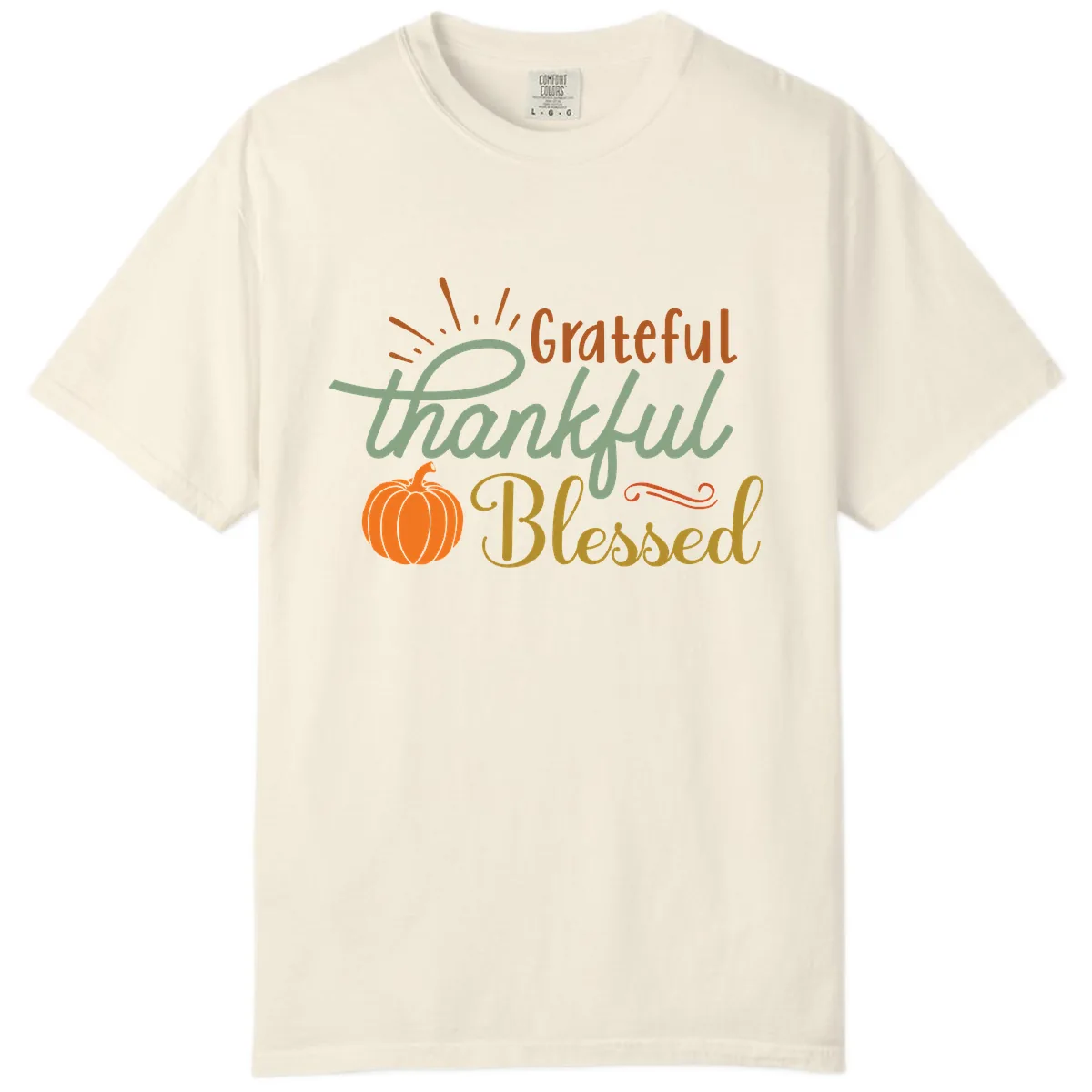 Grateful Thankful Blessed Pumpkin Design Comfort Color in Ivory