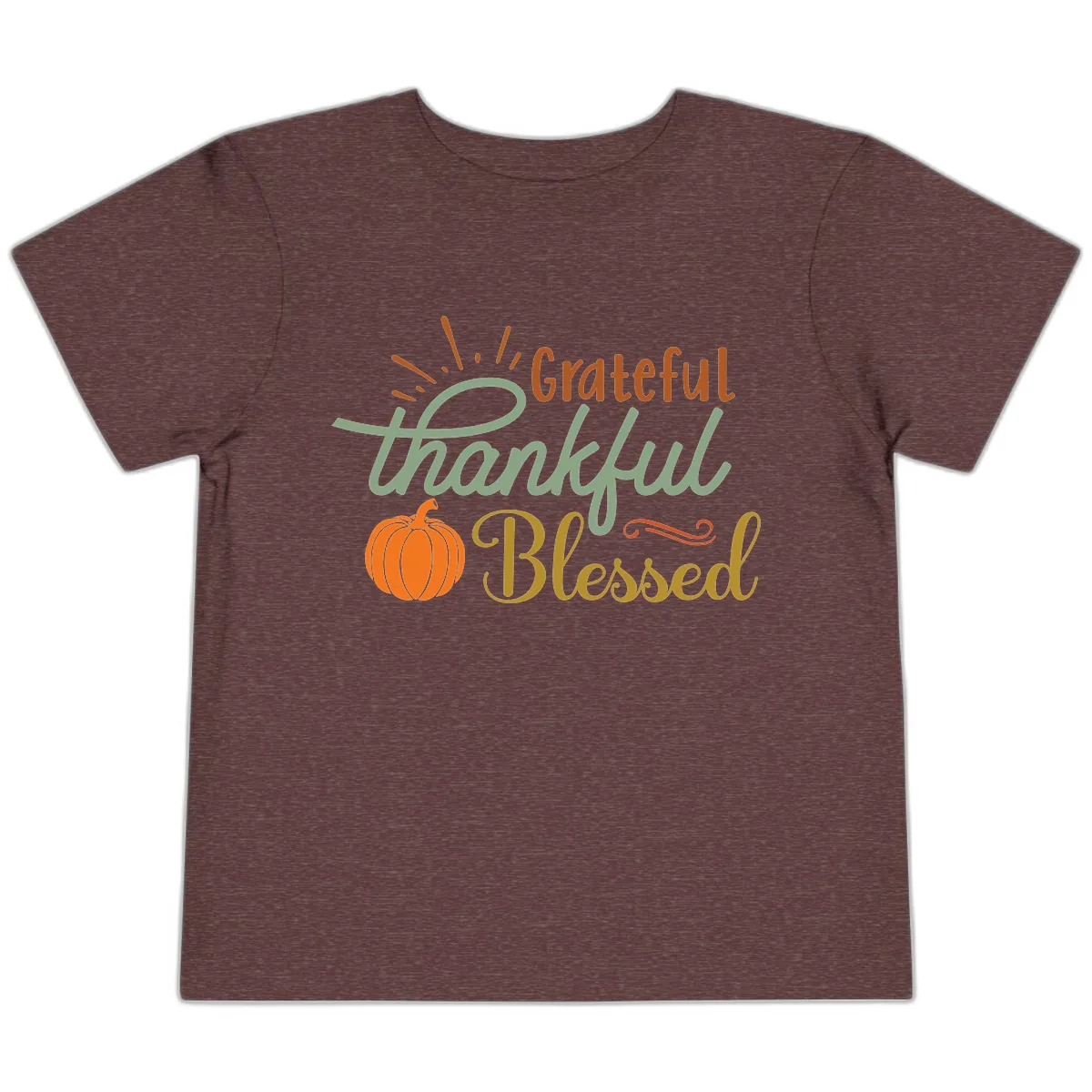 Grateful Thankful Blessed Pumpkin Design Toddler T-Shirt in Heather Maroon