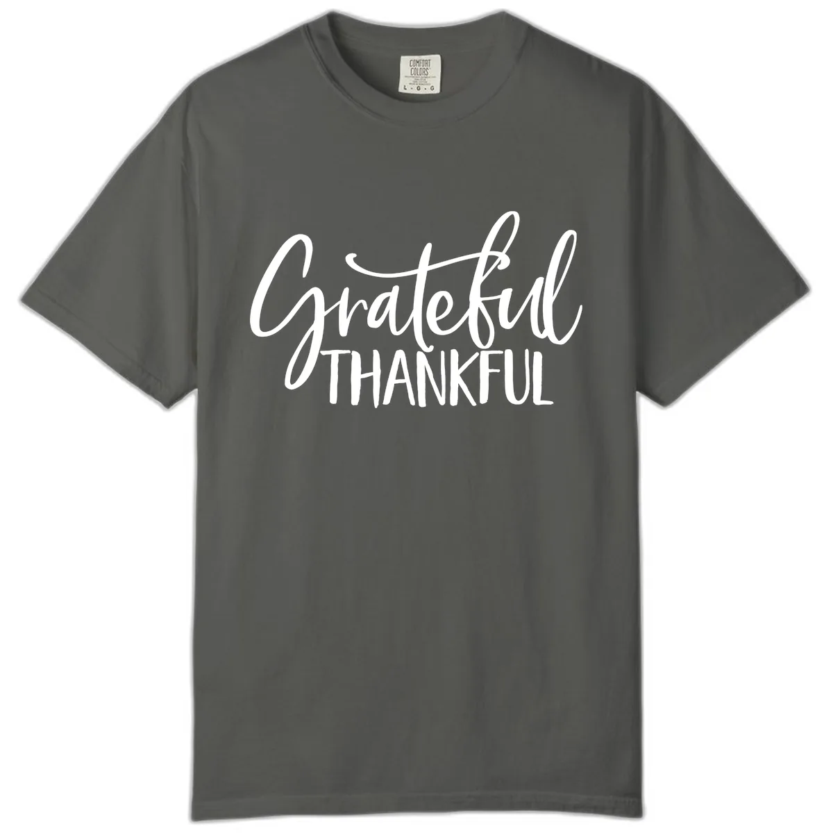 Grateful Thankful Script Typography Comfort Color in Pepper