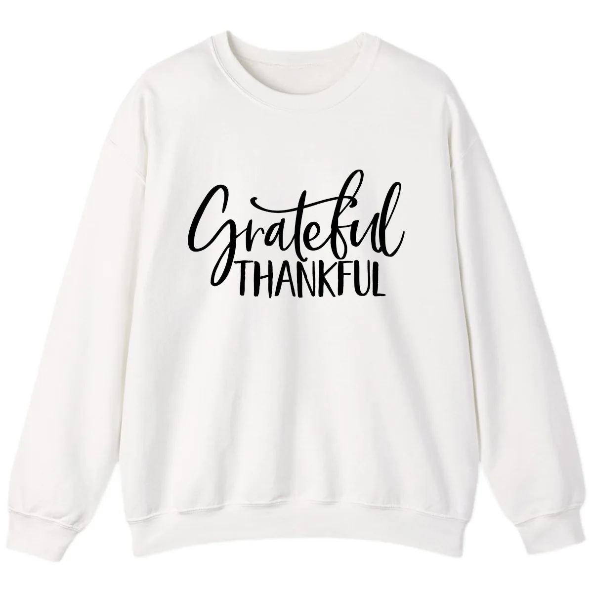Grateful Thankful Script Typography Sweatshirt in White