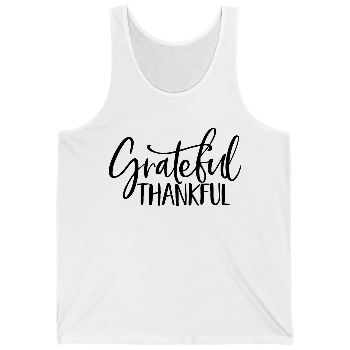 Grateful Thankful Script Typography Tank in White
