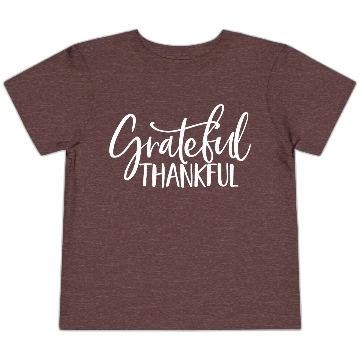 Grateful Thankful Script Typography Toddler T-Shirt in Heather Maroon