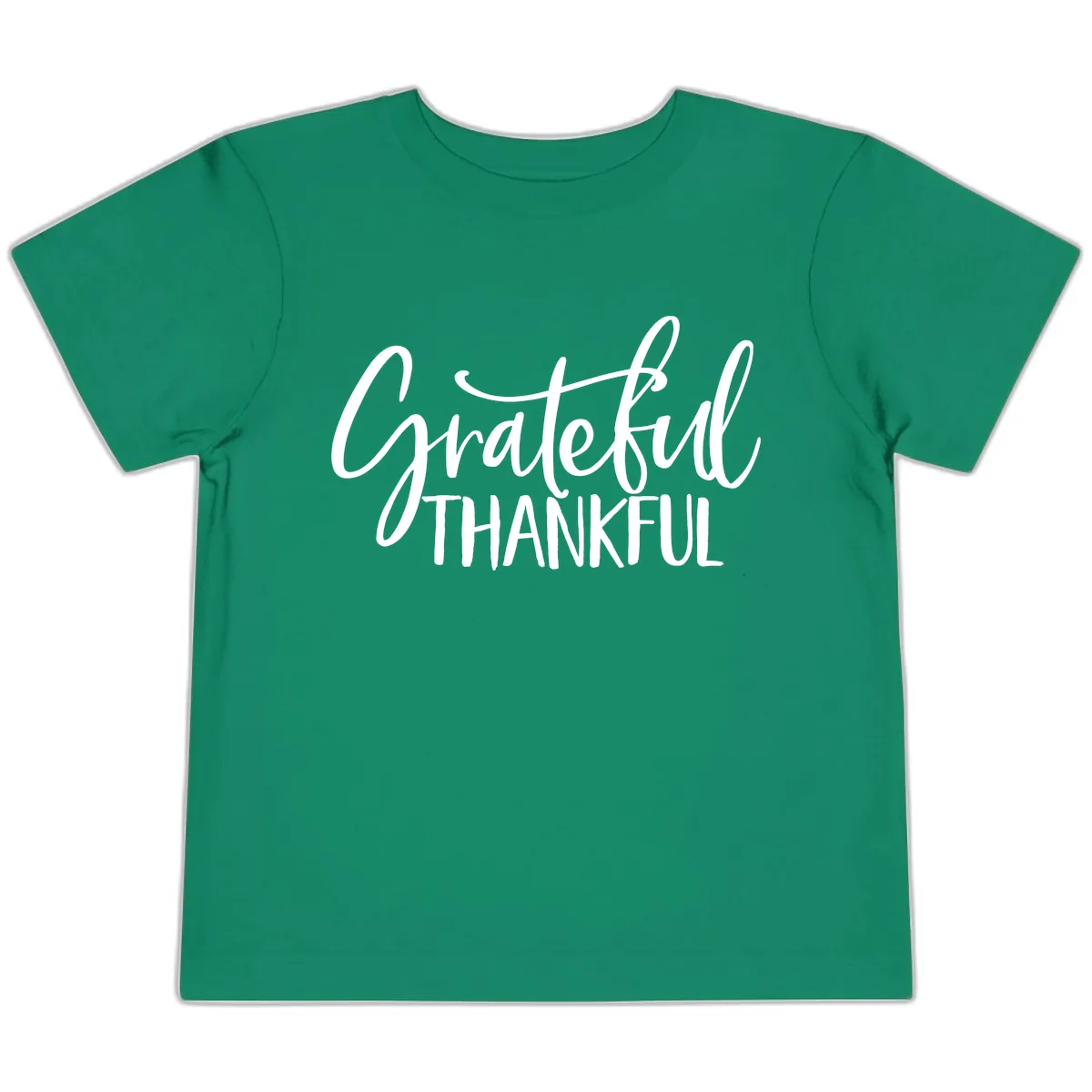 Grateful Thankful Script Typography Toddler T-Shirt in Kelly