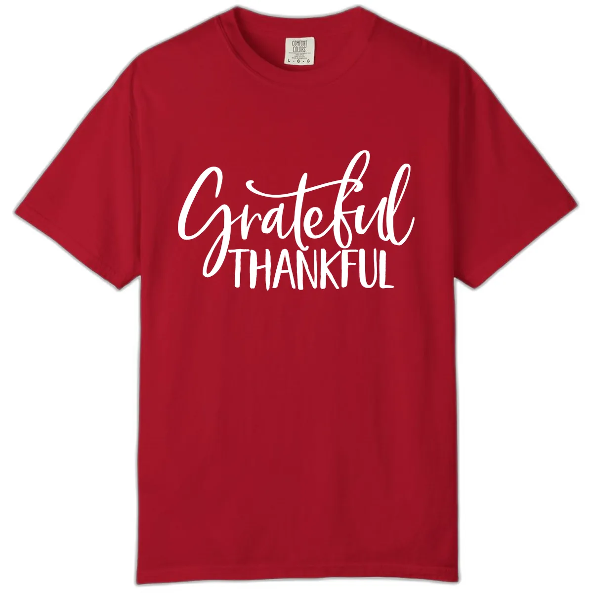 Grateful Thankful Typography Design Comfort Color in Red