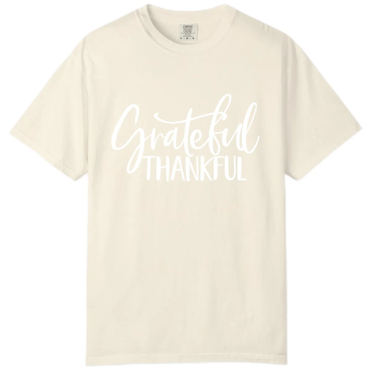 Grateful Thankful Typography Design Comfort Color in Ivory