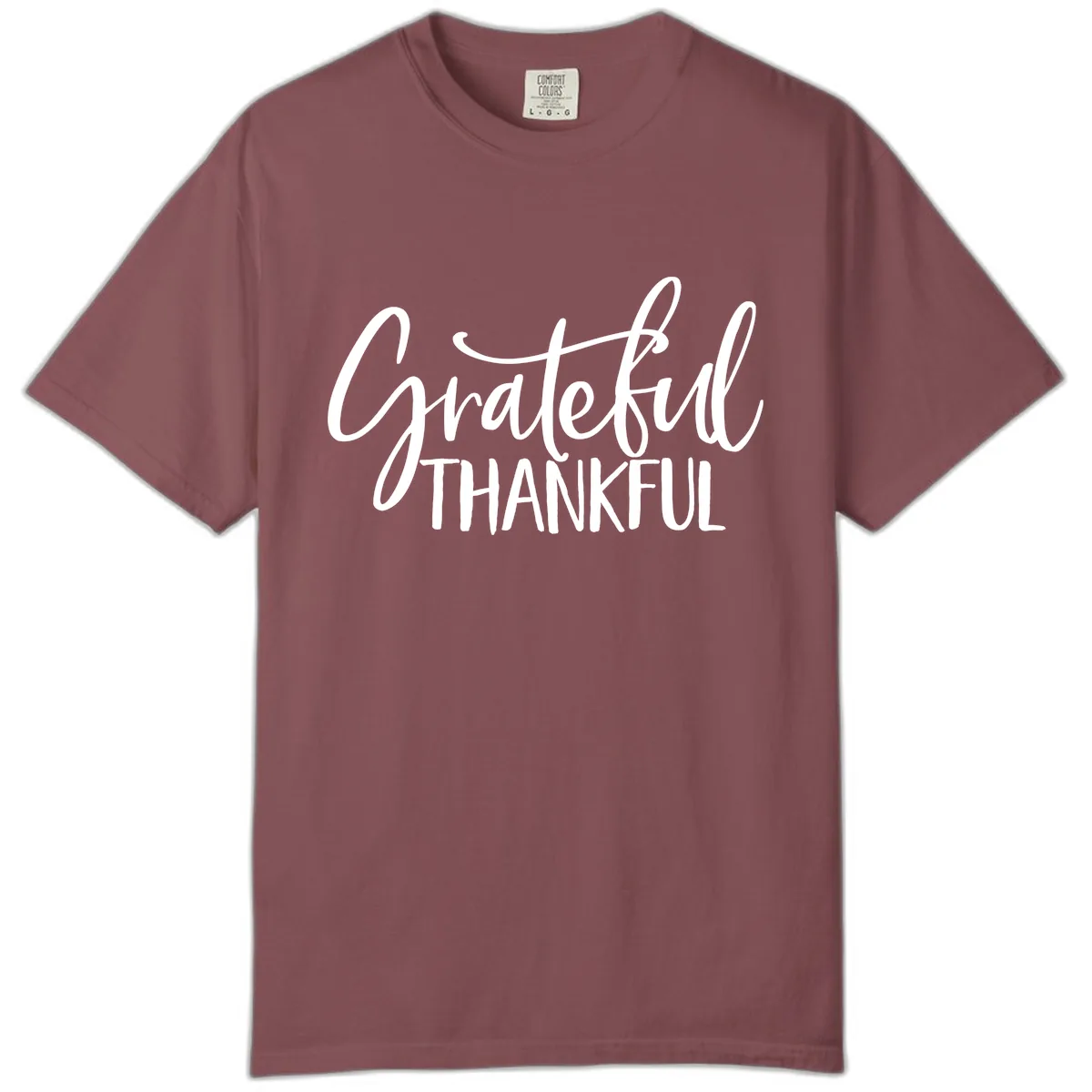 Grateful Thankful Typography Design Comfort Color in Brick