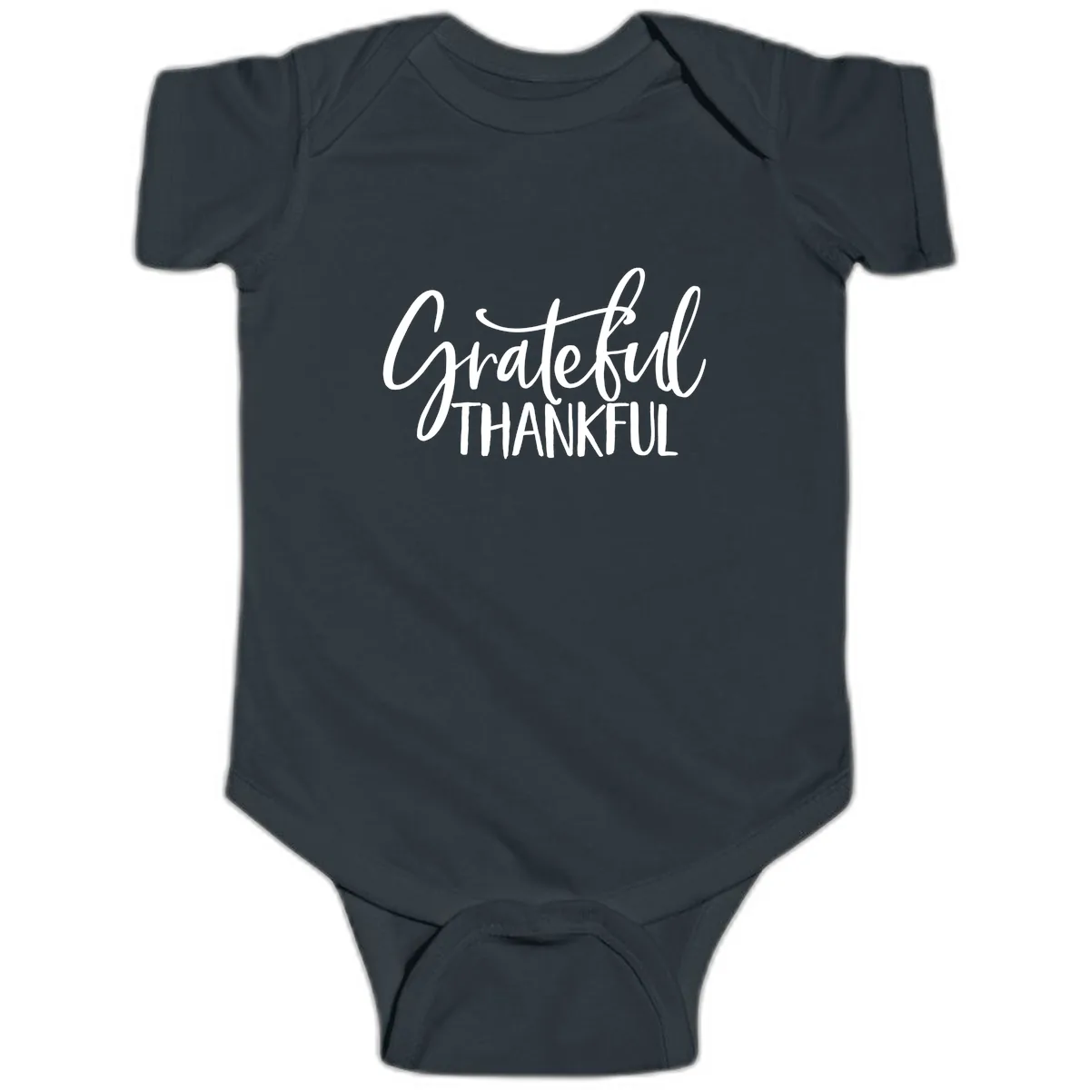 Grateful Thankful Typography Design Baby Onesie in Black