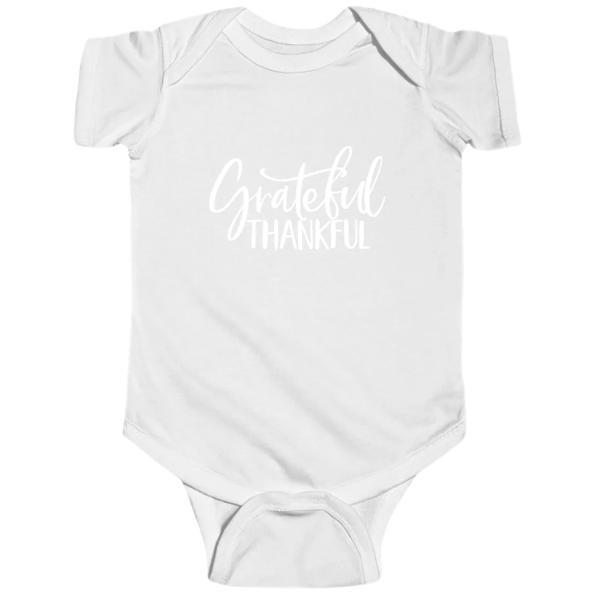 Grateful Thankful Typography Design Baby Onesie in White