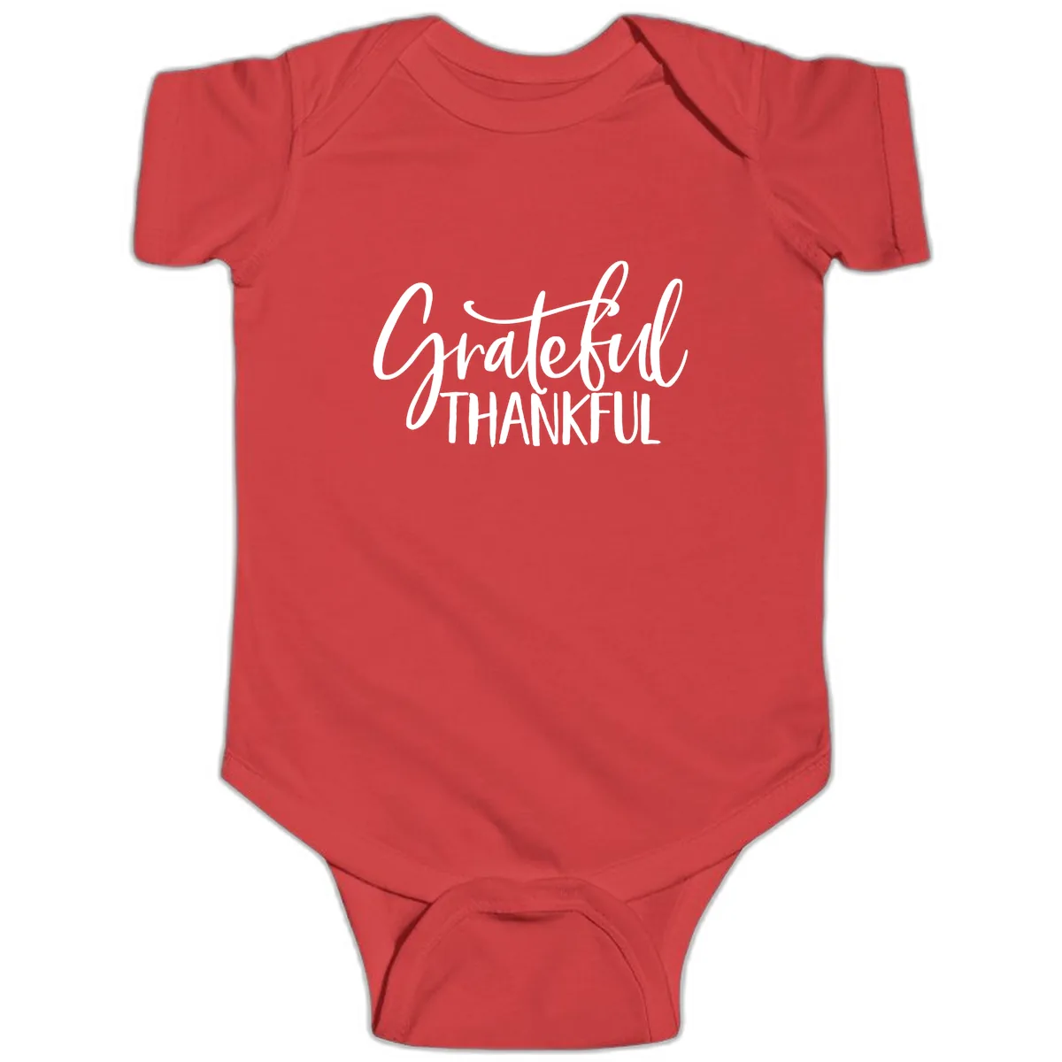 Grateful Thankful Typography Design Baby Onesie in Red