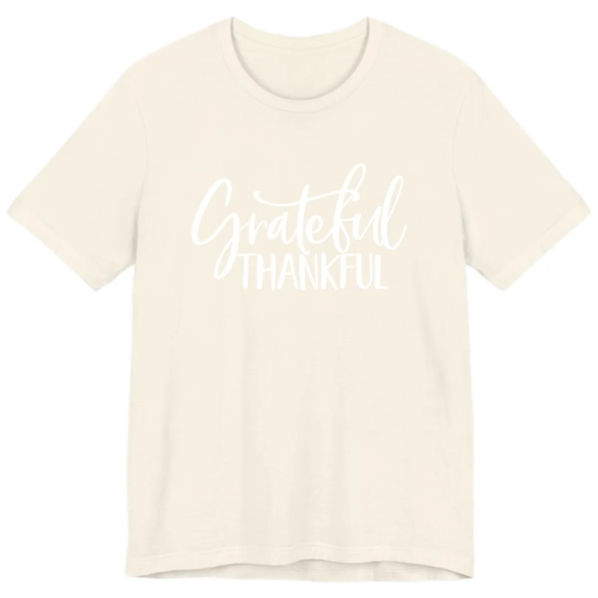 Grateful Thankful Typography Design Premium T-Shirt in Natural