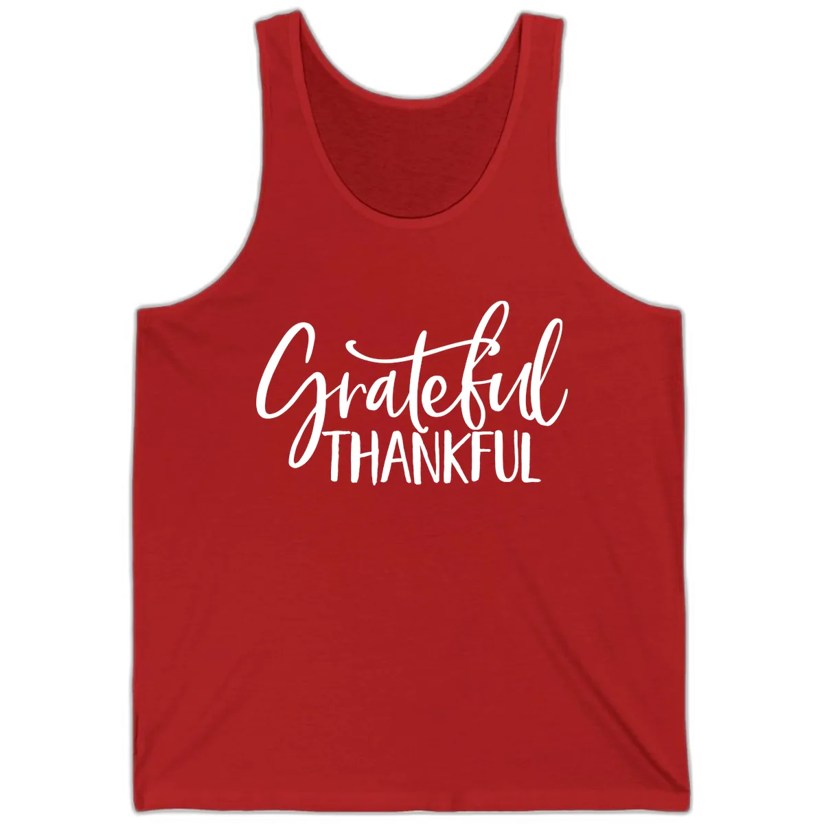 Grateful Thankful Typography Design Tank in Red