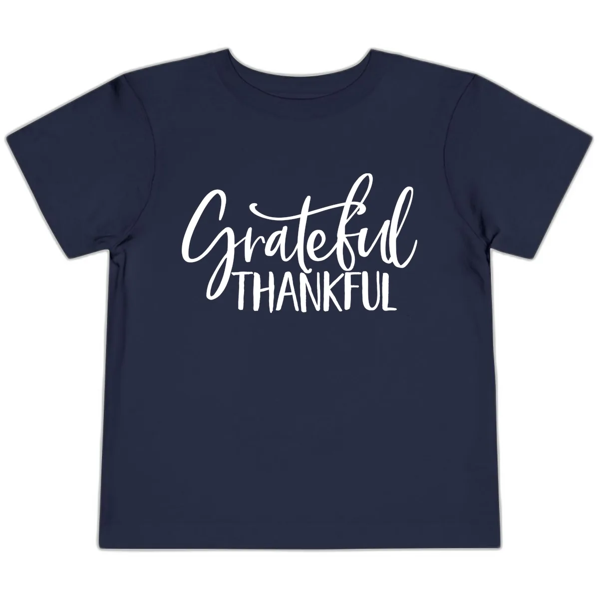 Grateful Thankful Typography Design Toddler T-Shirt in Navy