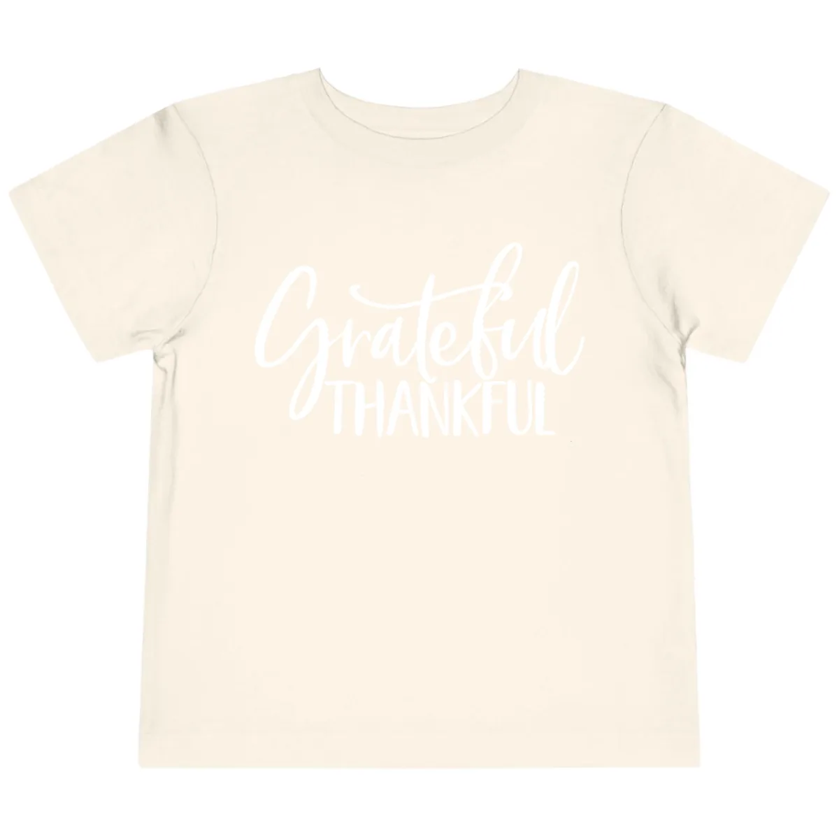 Grateful Thankful Typography Design Toddler T-Shirt in Natural