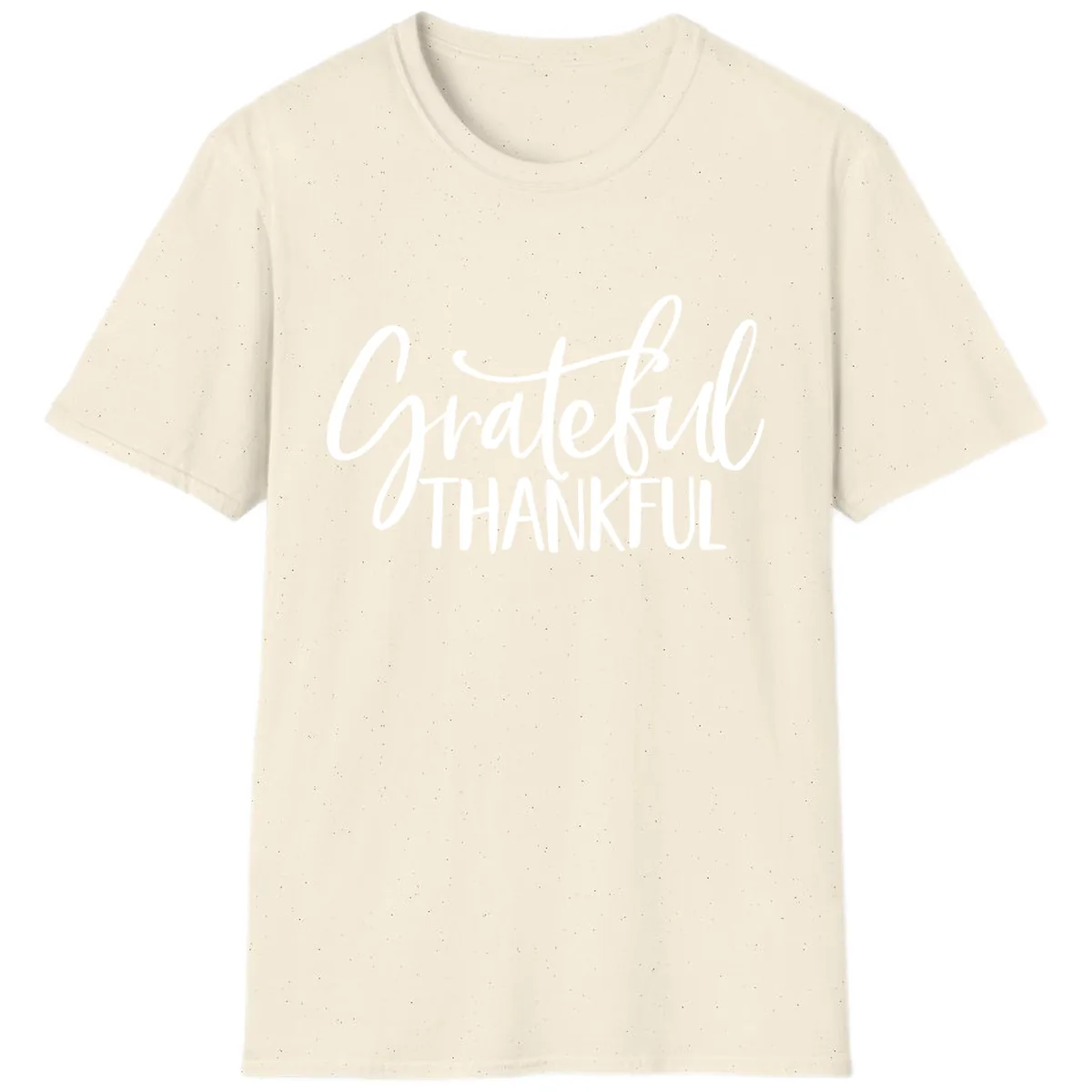 Grateful Thankful Typography Design T-Shirt in Natural