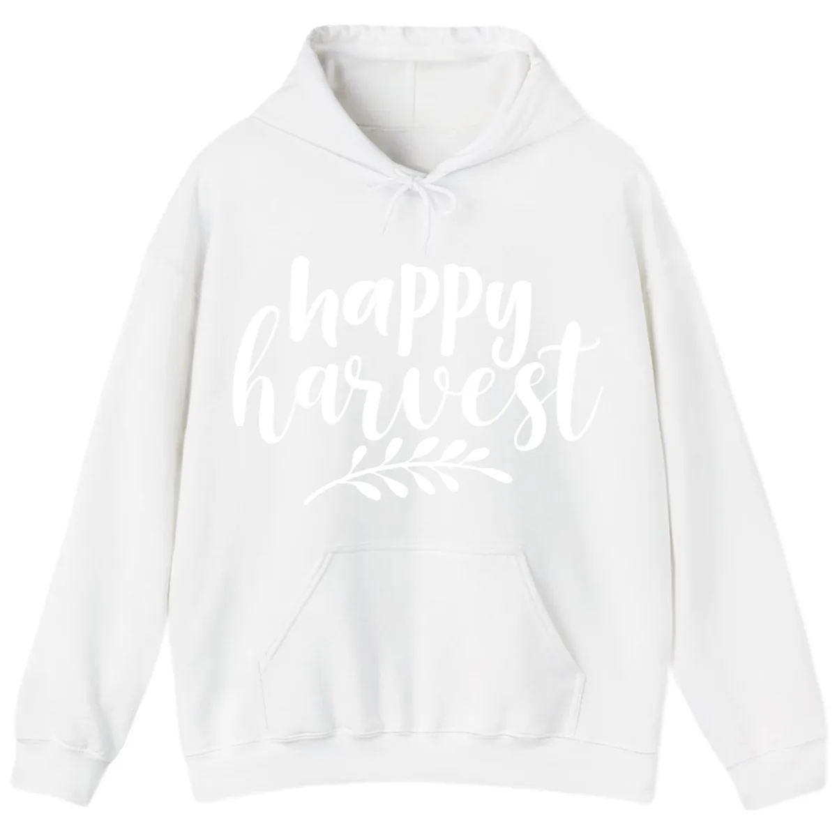 Happy Harvest Autumn Leaves Design Hoodie in White