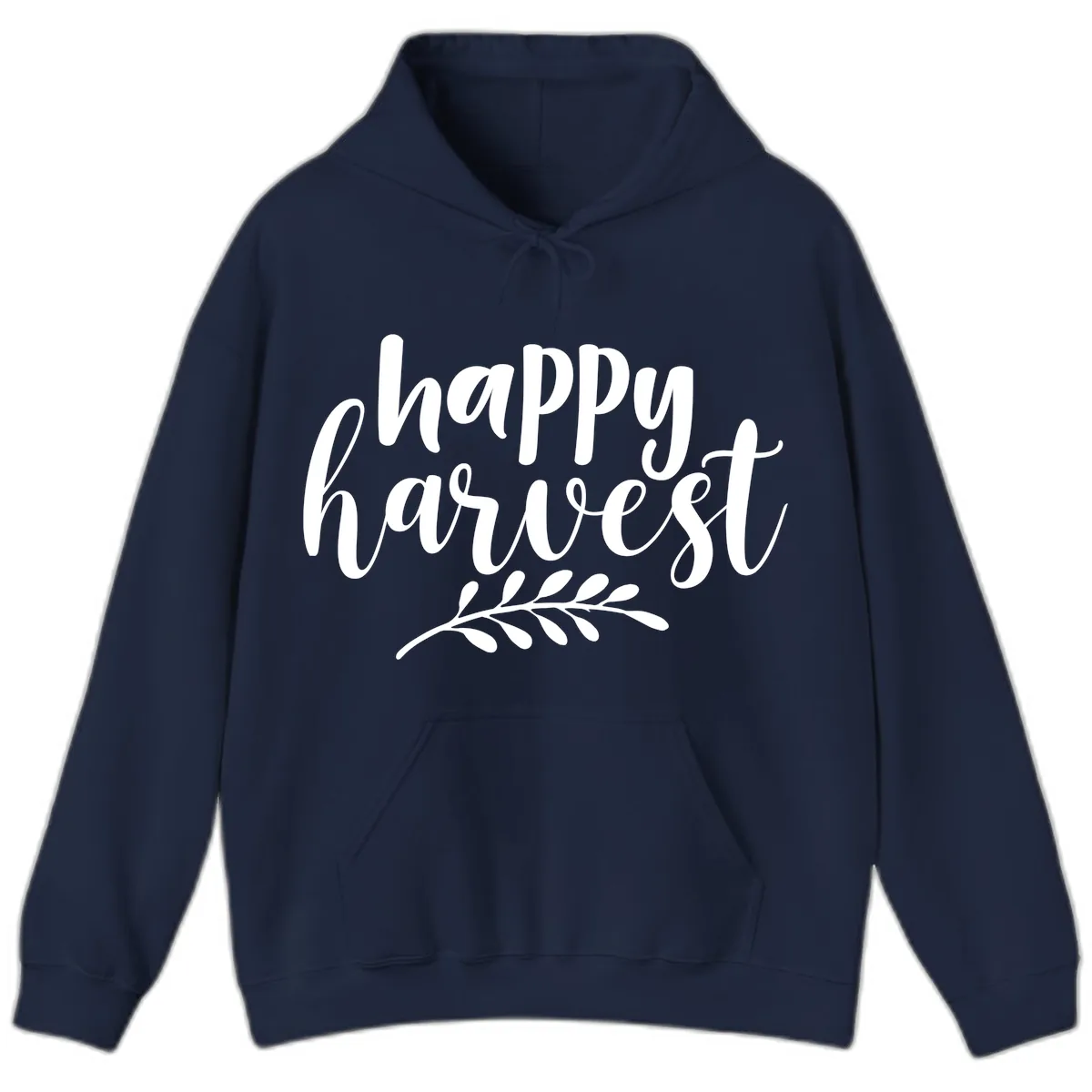 Happy Harvest Autumn Leaves Design Hoodie in Navy
