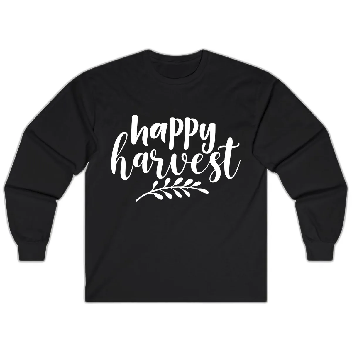 Happy Harvest Autumn Leaves Design Long Sleeve in Black