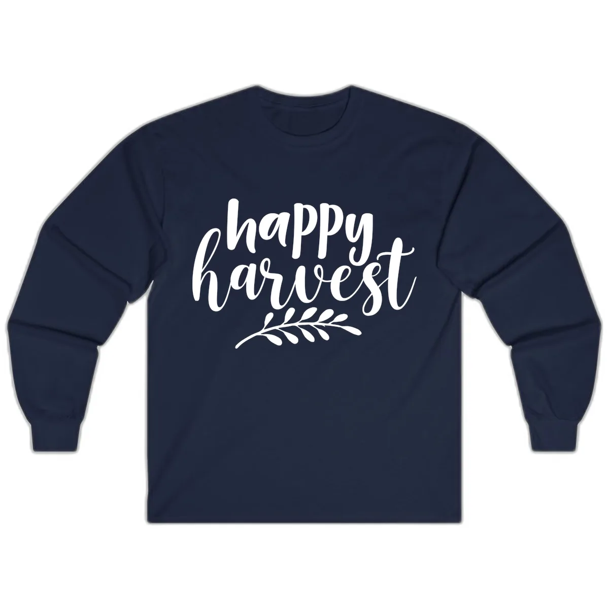 Happy Harvest Autumn Leaves Design Long Sleeve in Navy