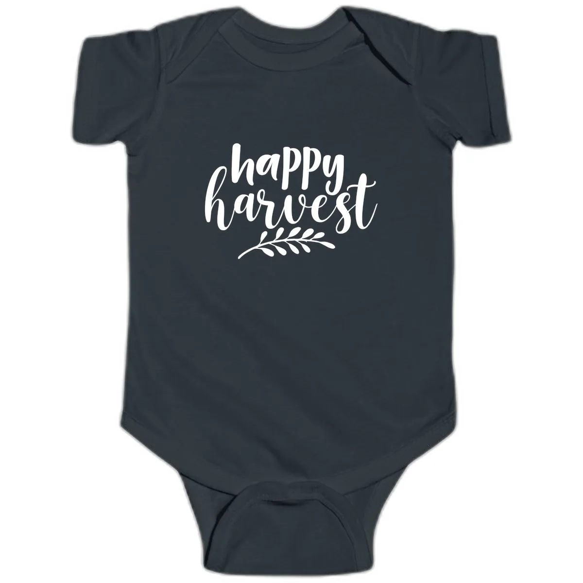 Happy Harvest Autumn Leaves Design Baby Onesie in Black