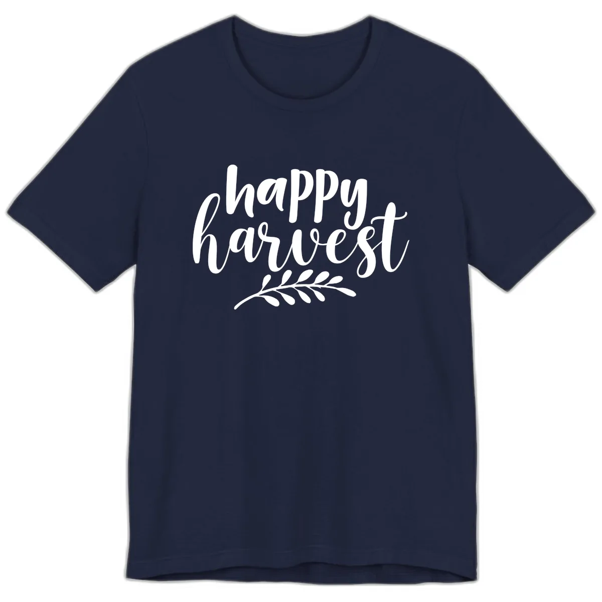Happy Harvest Autumn Leaves Design Premium T-Shirt in Navy