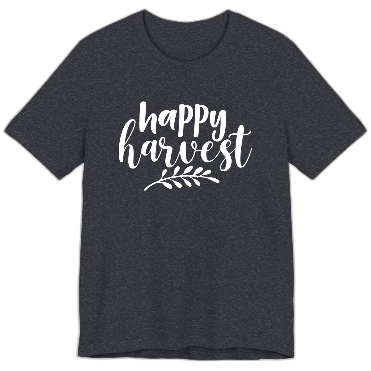 Happy Harvest Autumn Leaves Design Premium T-Shirt in Heather Navy