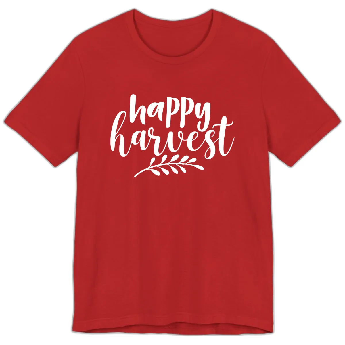 Happy Harvest Autumn Leaves Design Premium T-Shirt in Red