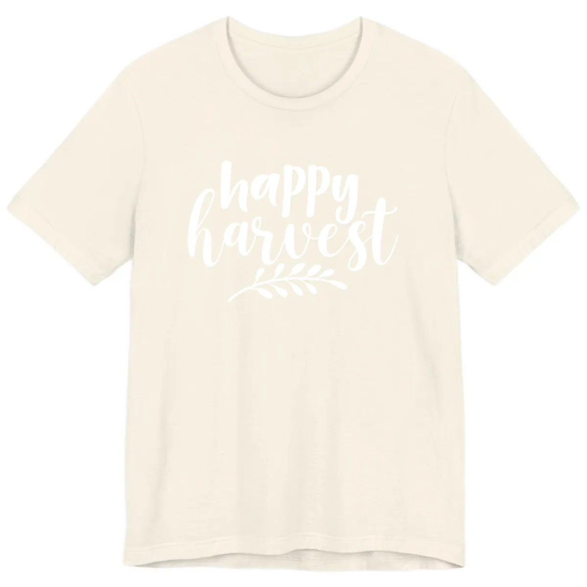 Happy Harvest Autumn Leaves Design Premium T-Shirt in Natural