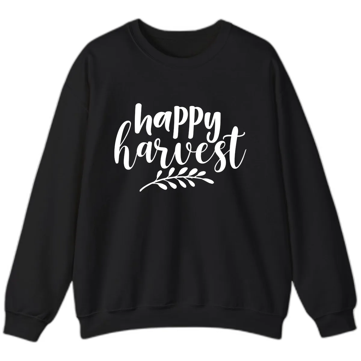 Happy Harvest Autumn Leaves Design Sweatshirt in Black