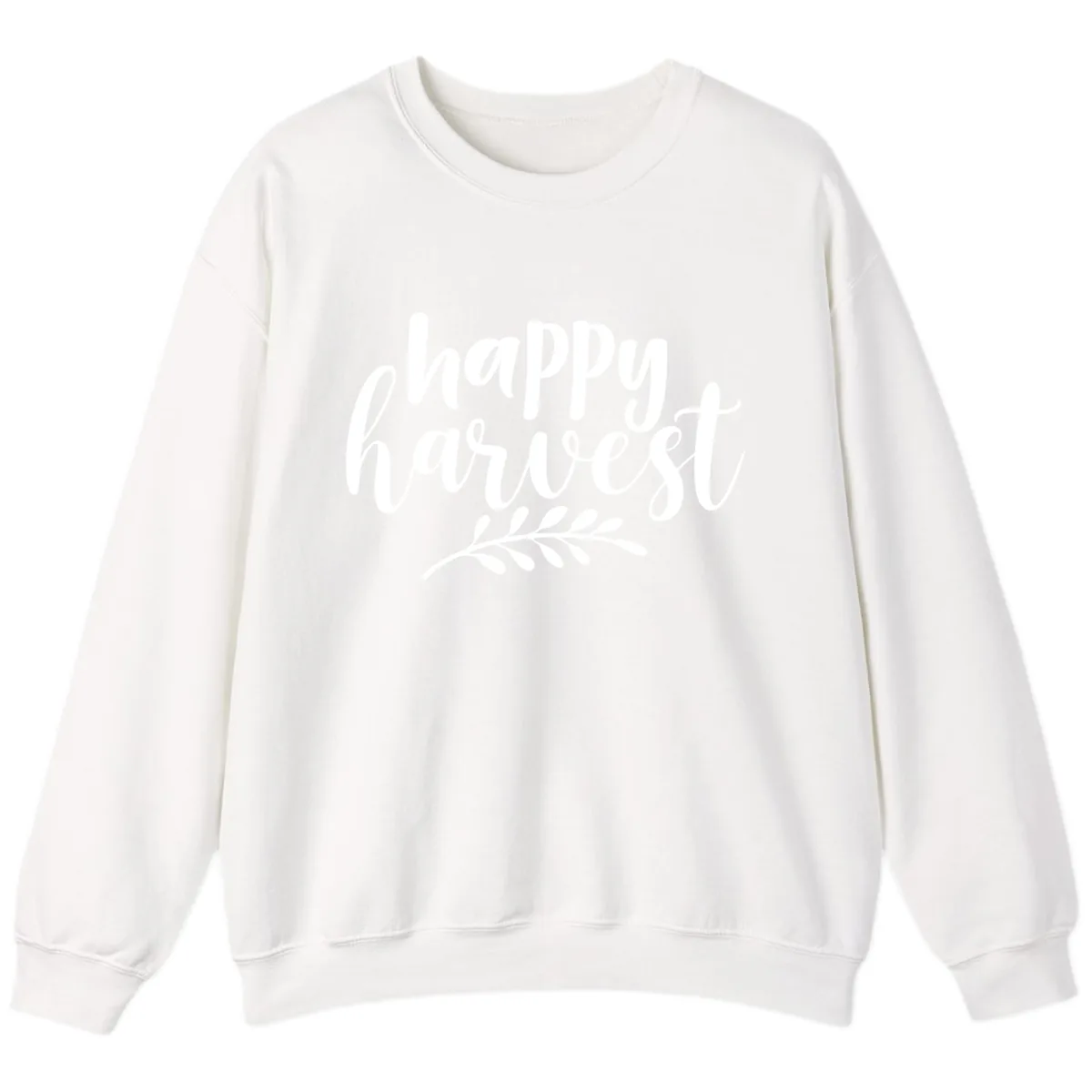 Happy Harvest Autumn Leaves Design Sweatshirt in White