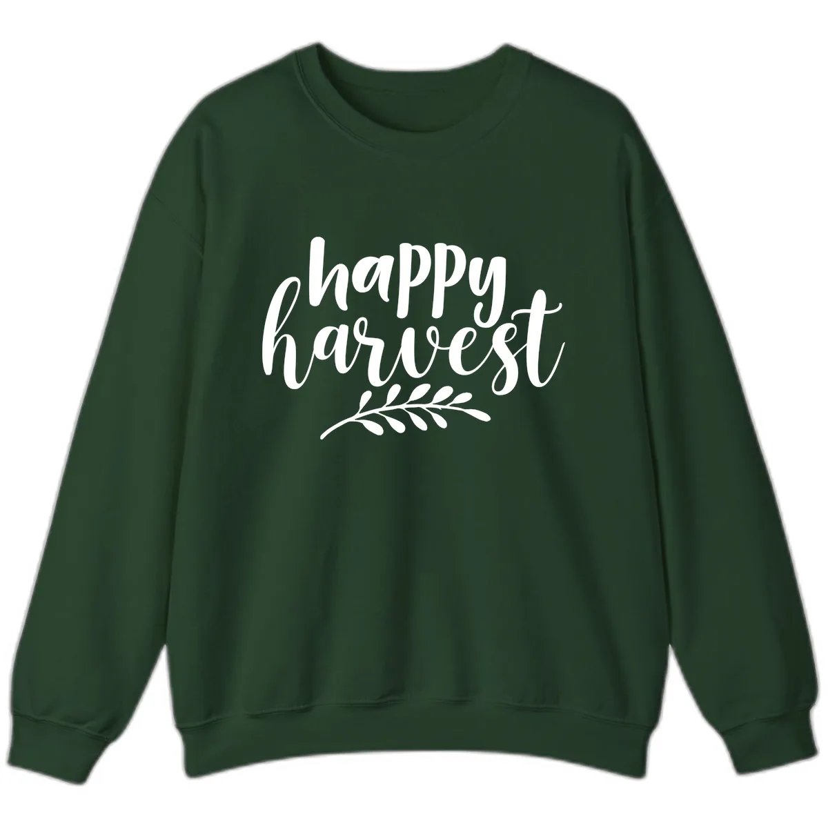Happy Harvest Autumn Leaves Design Sweatshirt in Forest Green