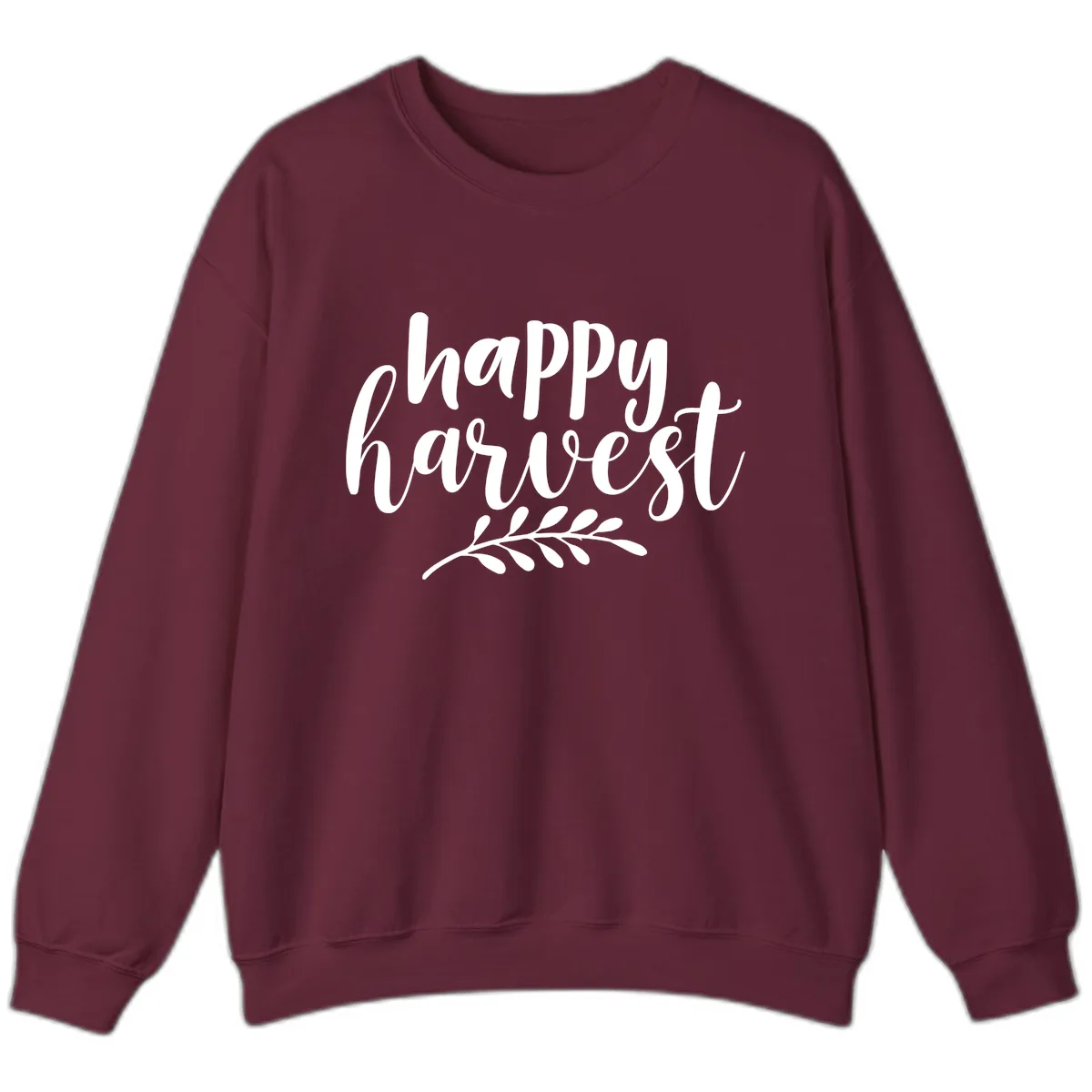 Happy Harvest Autumn Leaves Design Sweatshirt in Maroon