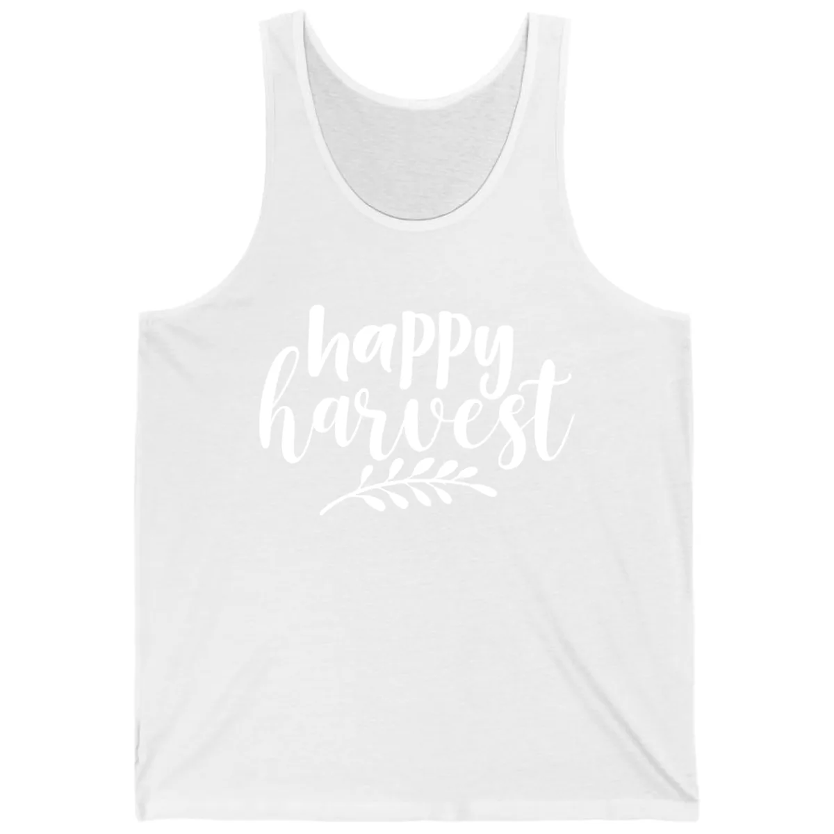 Happy Harvest Autumn Leaves Design Tank in White