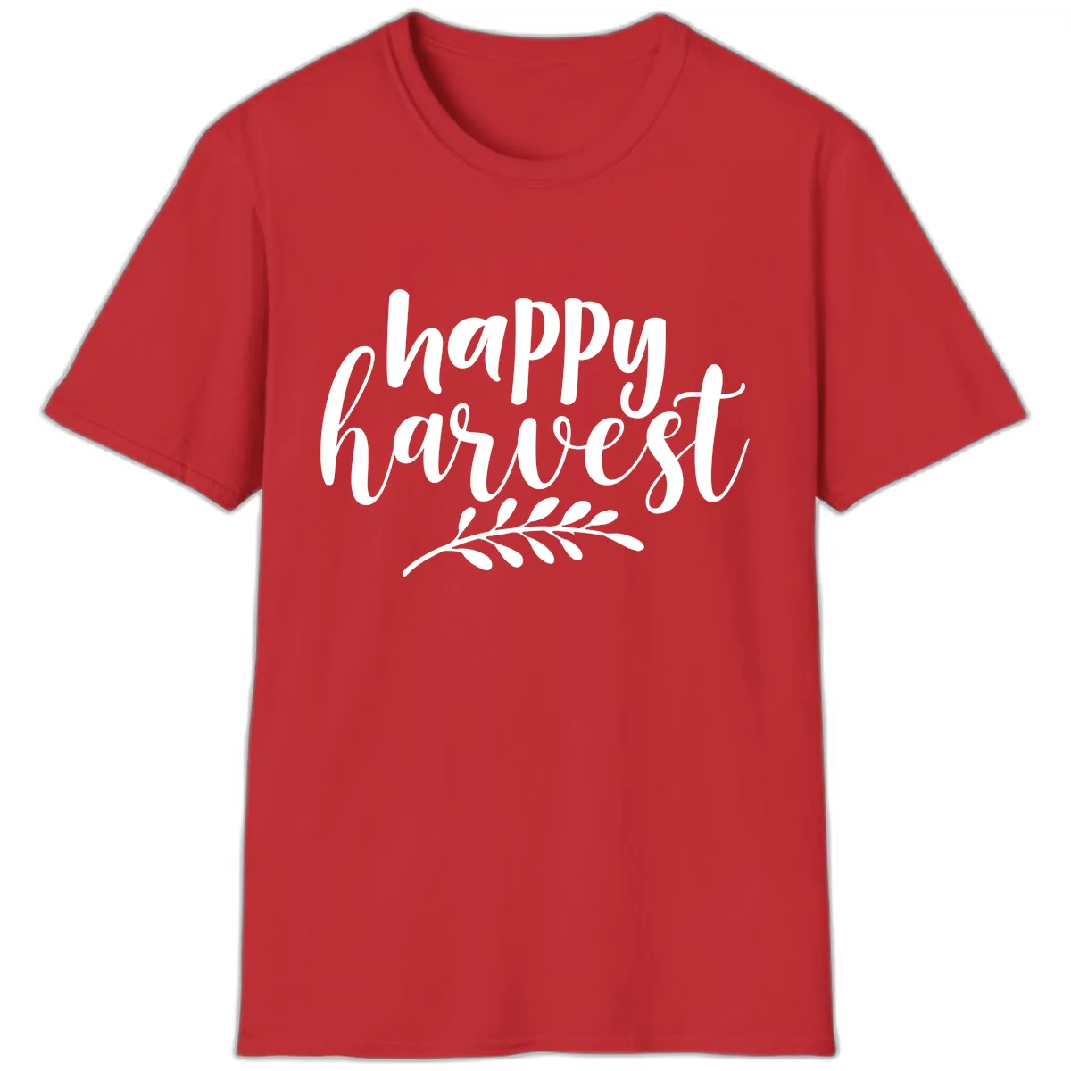 Happy Harvest Autumn Leaves Design T-Shirt in Red